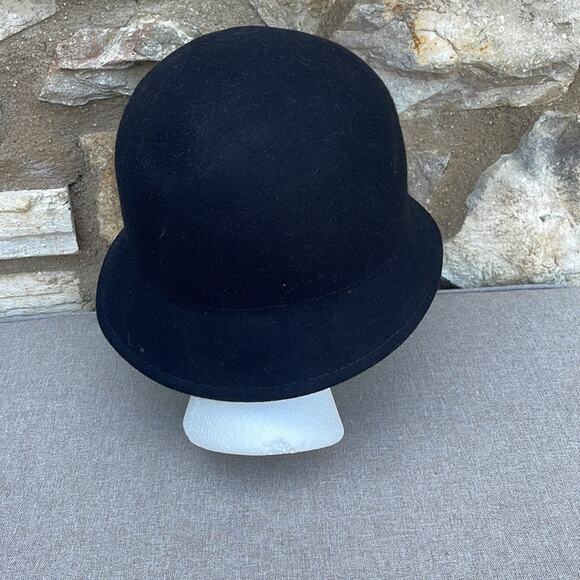 Black wool bucket hat silver buckle - Picture 3 of 5